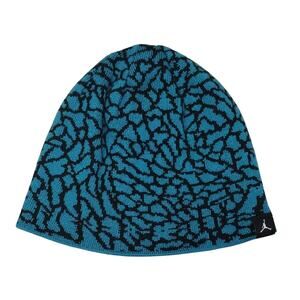 Jordan Air Elephant Animal Print Blue Teal Black Patterned Stretch Casual Beanie
